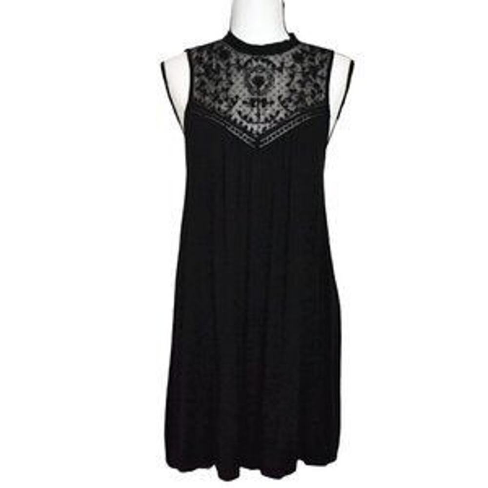 Vintage American Eagle Y2K Lace Yoke Swing Dress Size L Black Boho Fairy Grunge - Picture 10 of 10
